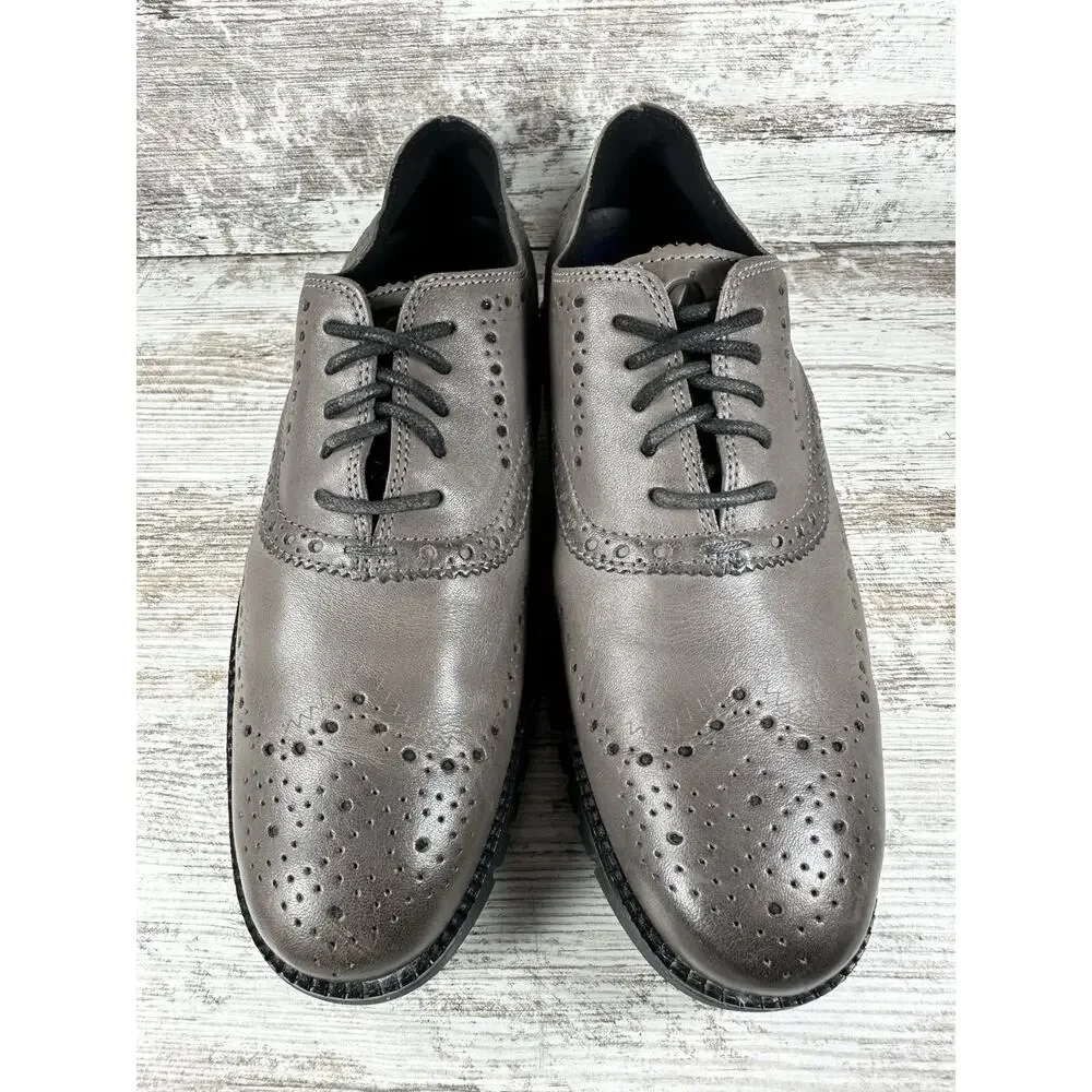 Men's Cole Haan ZeroGrand Gray Leather Wingtip Oxford Sz 8.5M EUC!